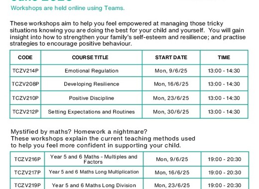 Oxfordshire adult learning june workshops